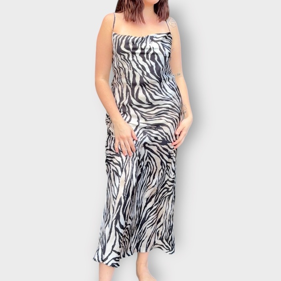 Imperial Designer Zebra Print Draped Maxi Dress - Picture 1 of 6